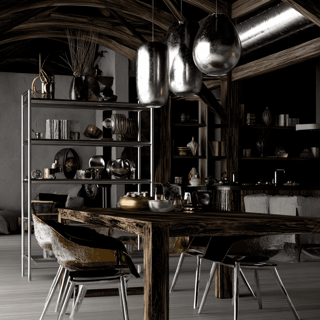Mobilier metalic si design interior — exemplu vizual.